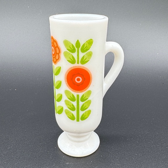 Other - Vintage Avon Dutch Treat Demi-Cup Footed Milk Glass Orange Bud Vase 5”